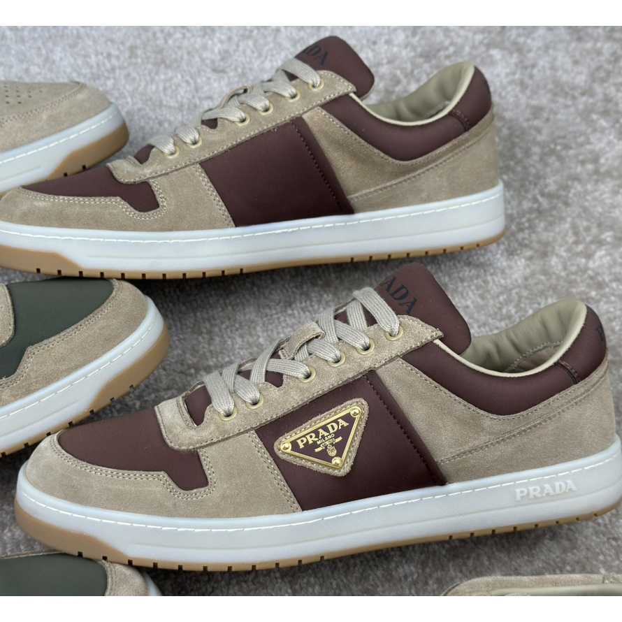 Prada Downtown Suede And Re-Nylon Sneakers - DopestKickz