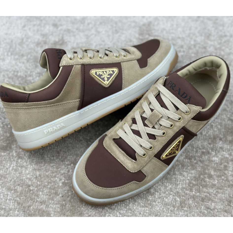 Prada Downtown Suede And Re-Nylon Sneakers - DopestKickz