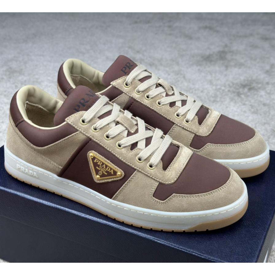 Prada Downtown Suede And Re-Nylon Sneakers - DopestKickz