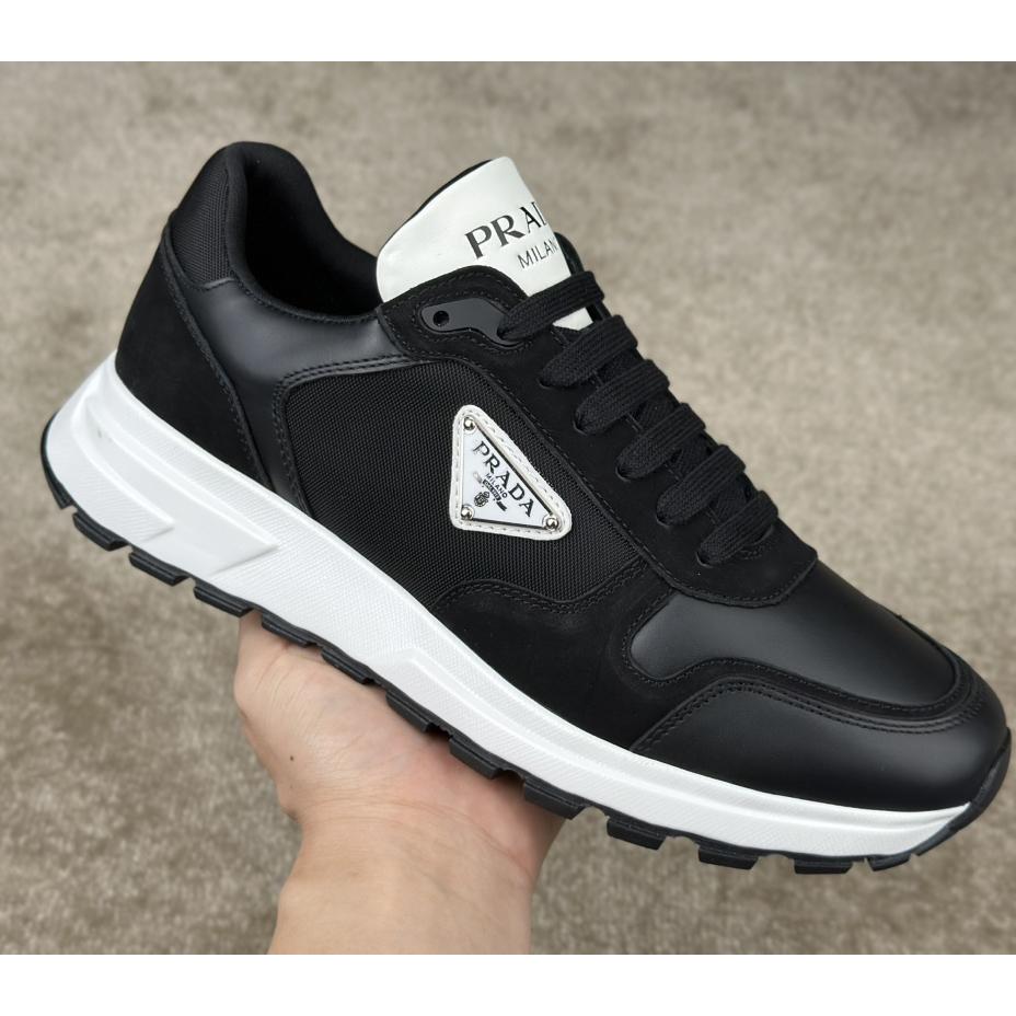 Prada Leather And Re-Nylon Sneakers - DopestKickz