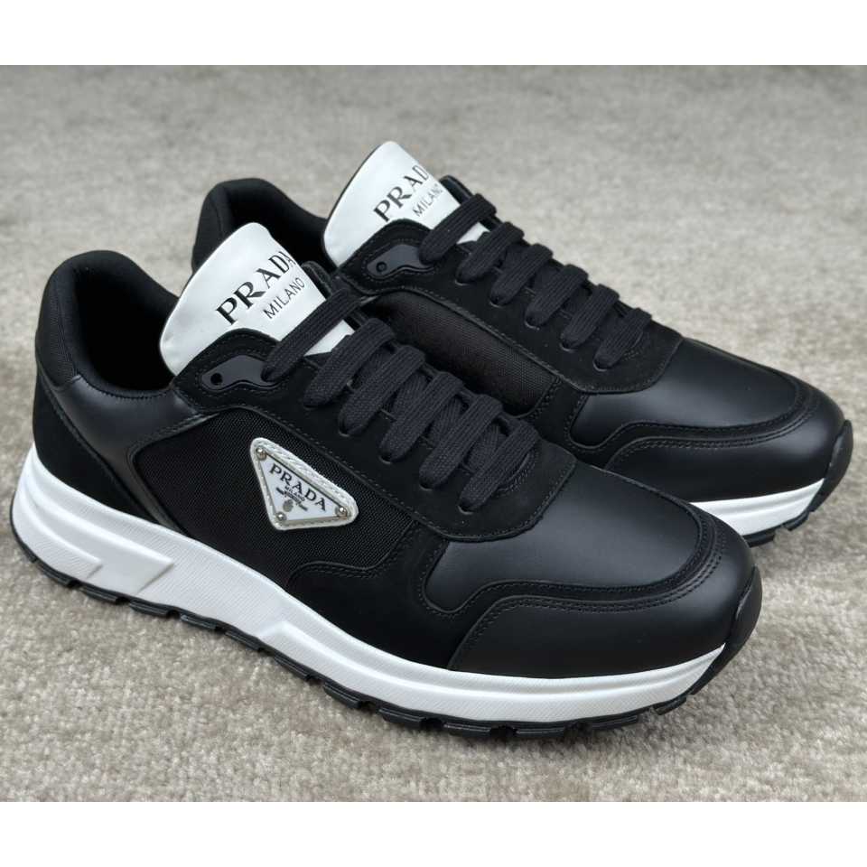 Prada Leather And Re-Nylon Sneakers - DopestKickz