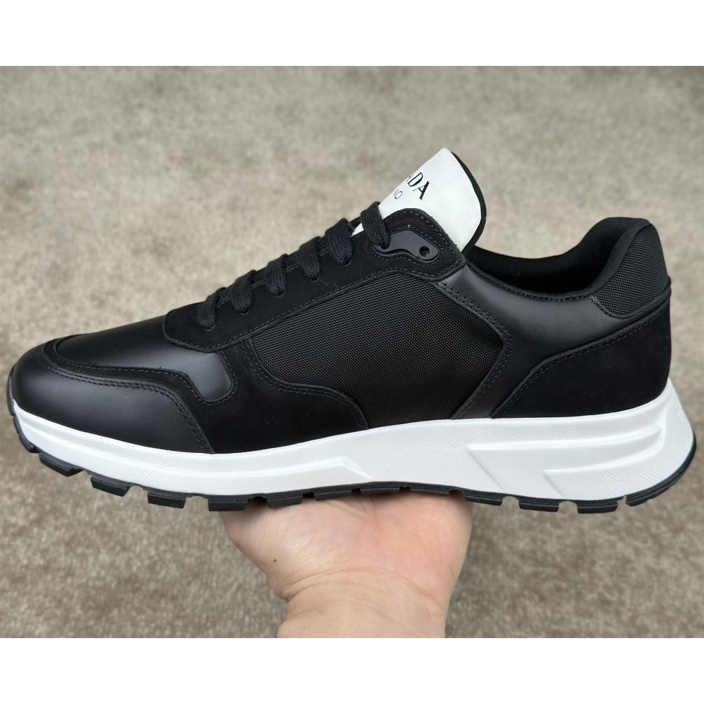 Prada Leather And Re-Nylon Sneakers - DopestKickz