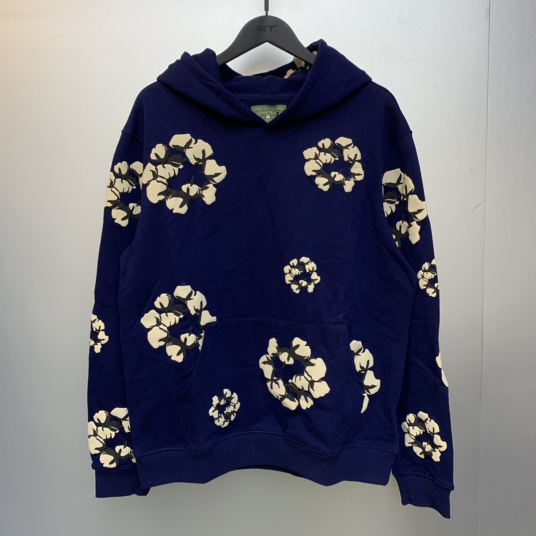 Denim Tears Cactus Tears Wreath Hoodie Navy - DopestKickz