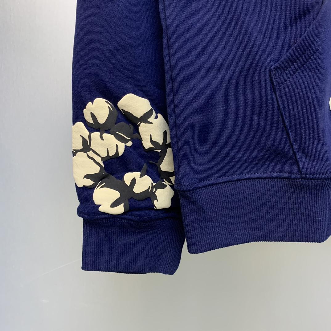 Denim Tears Cactus Tears Wreath Hoodie Navy - DopestKickz