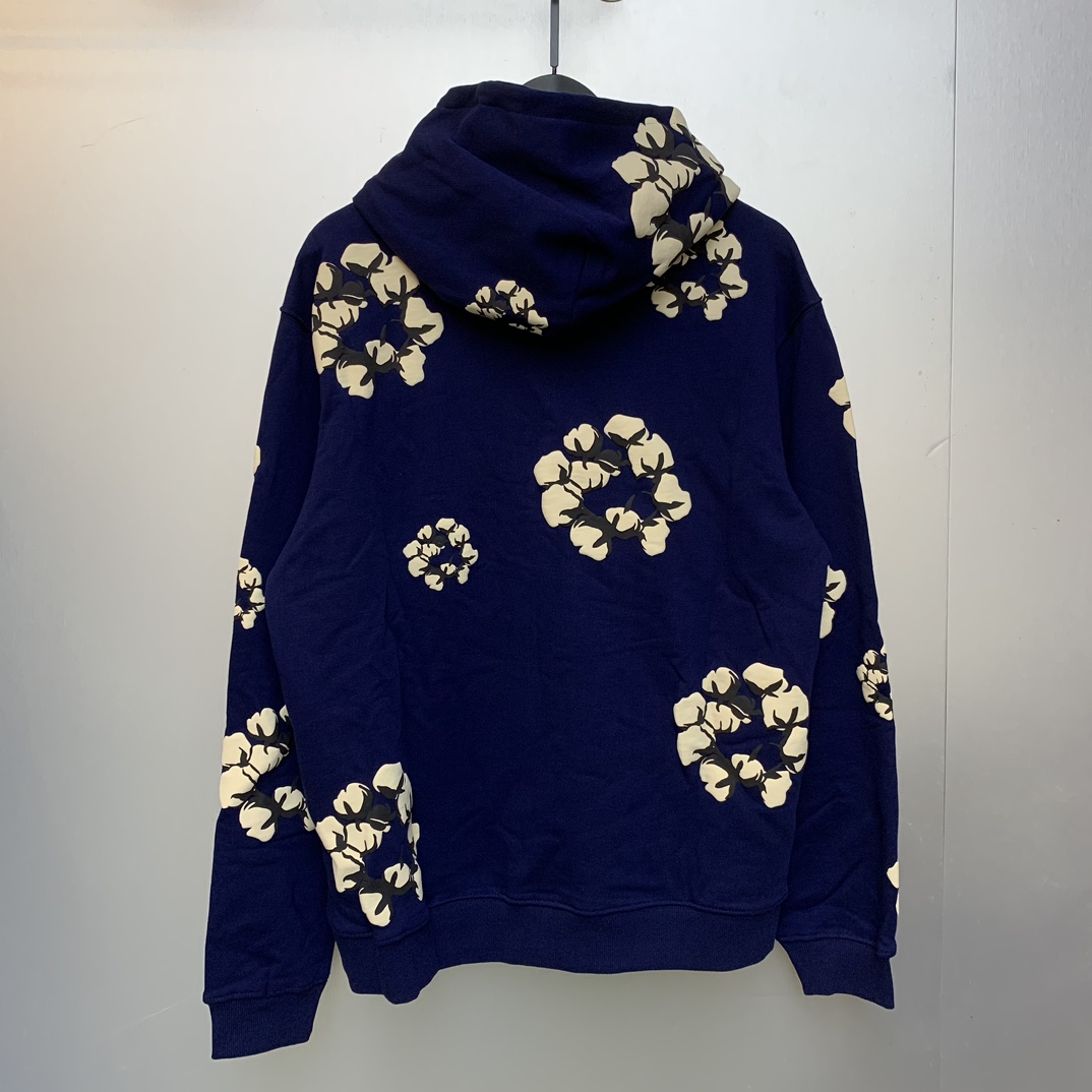 Denim Tears Cactus Tears Wreath Hoodie Navy - DopestKickz