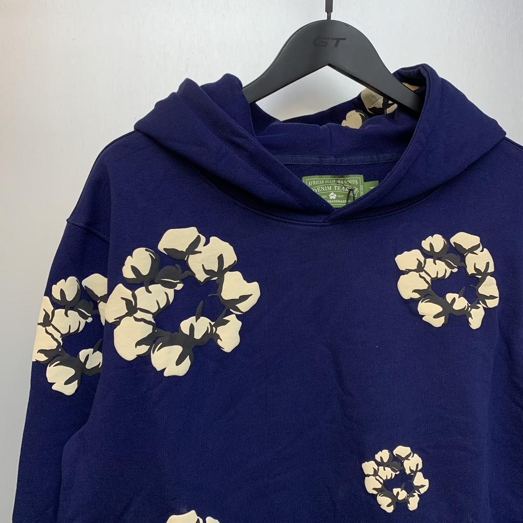 Denim Tears Cactus Tears Wreath Hoodie Navy - DopestKickz