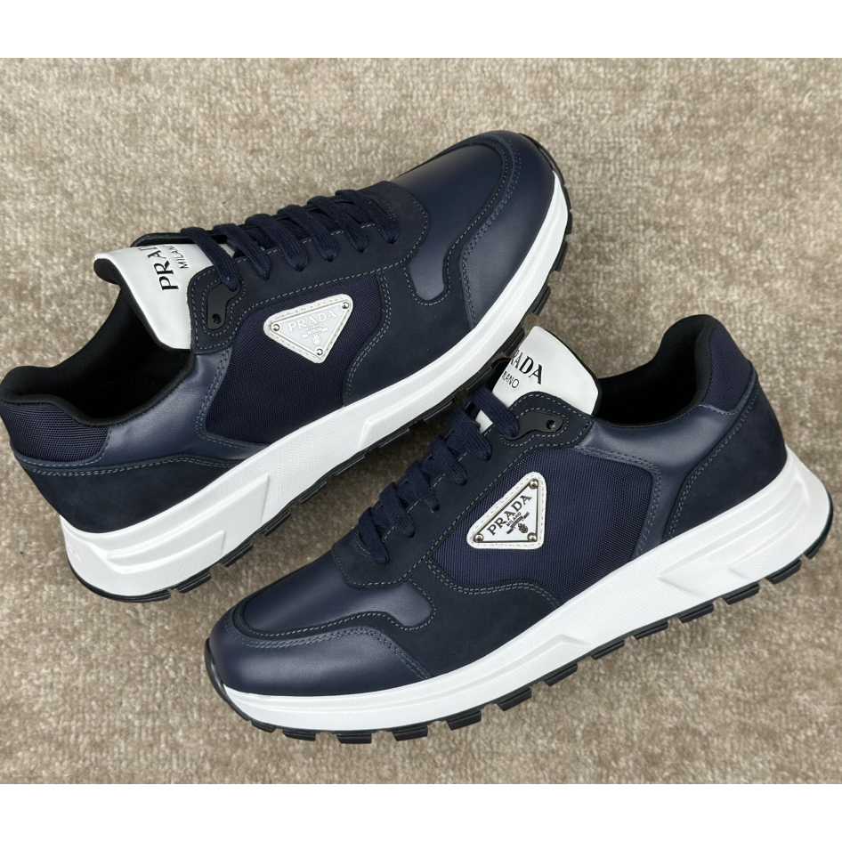 Prada Leather And Re-Nylon Sneakers - DopestKickz