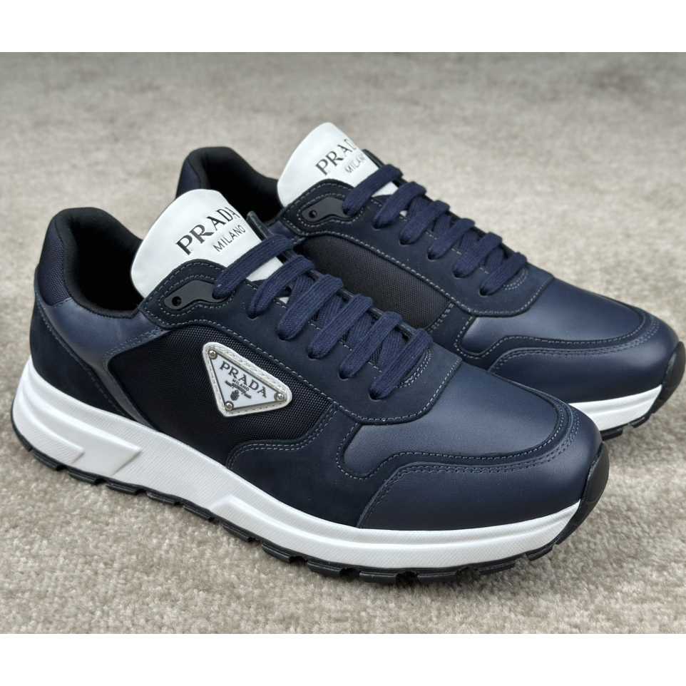 Prada Leather And Re-Nylon Sneakers - DopestKickz