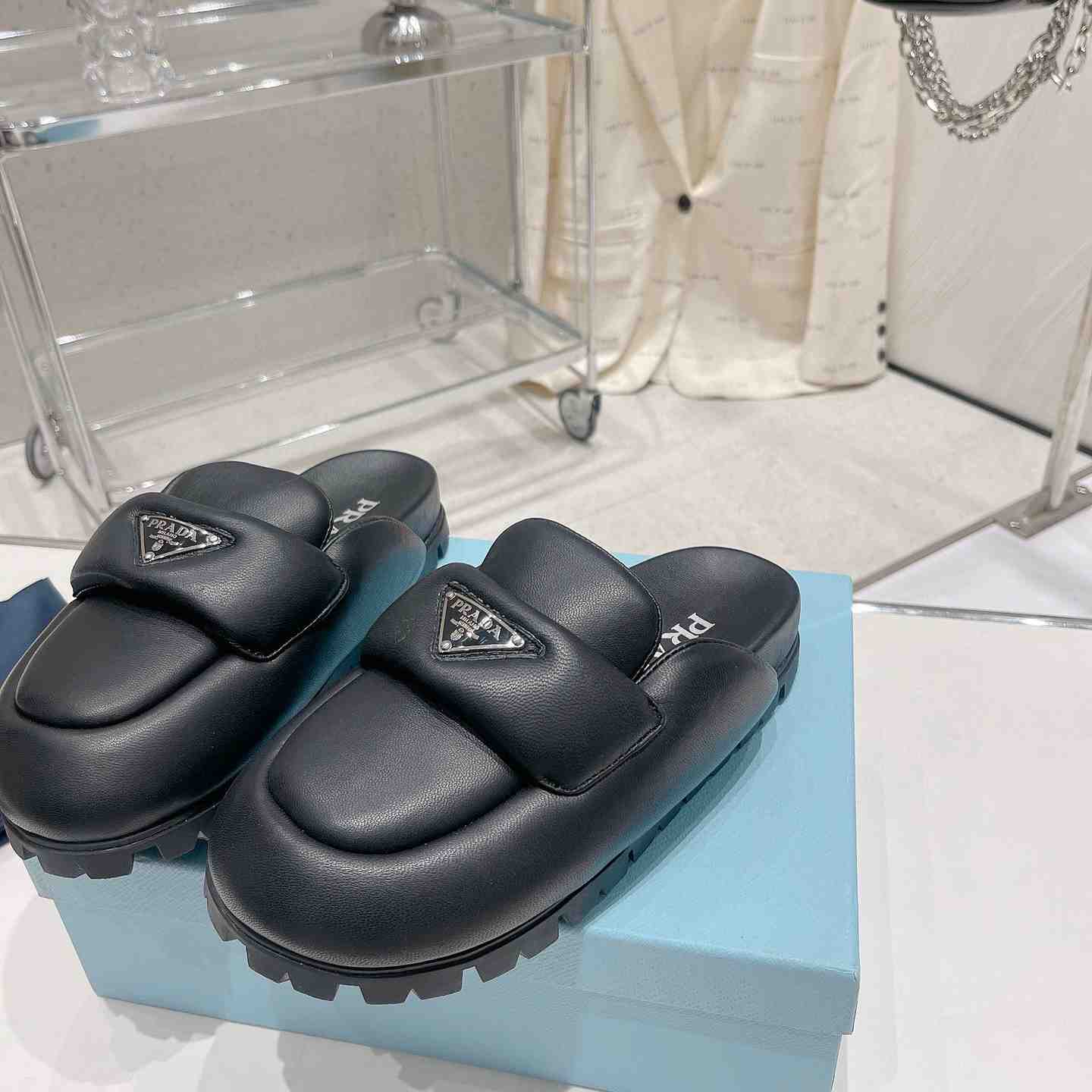 Prada Soft Padded Nappa Leather Sabots - DopestKickz