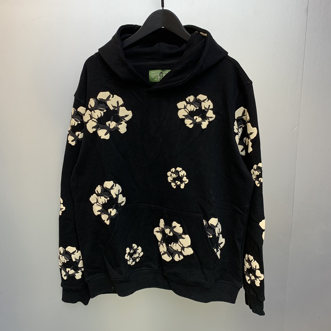Denim Tears Cactus Tears Wreath Hoodie Black - DopestKickz