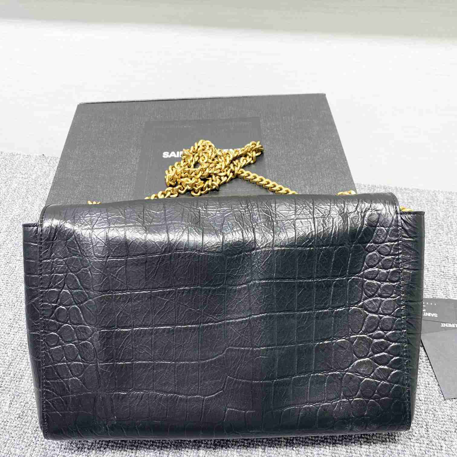 Saint Laurent Reversible Kate Medium In Crocodile-Embossed Leather - DopestKickz
