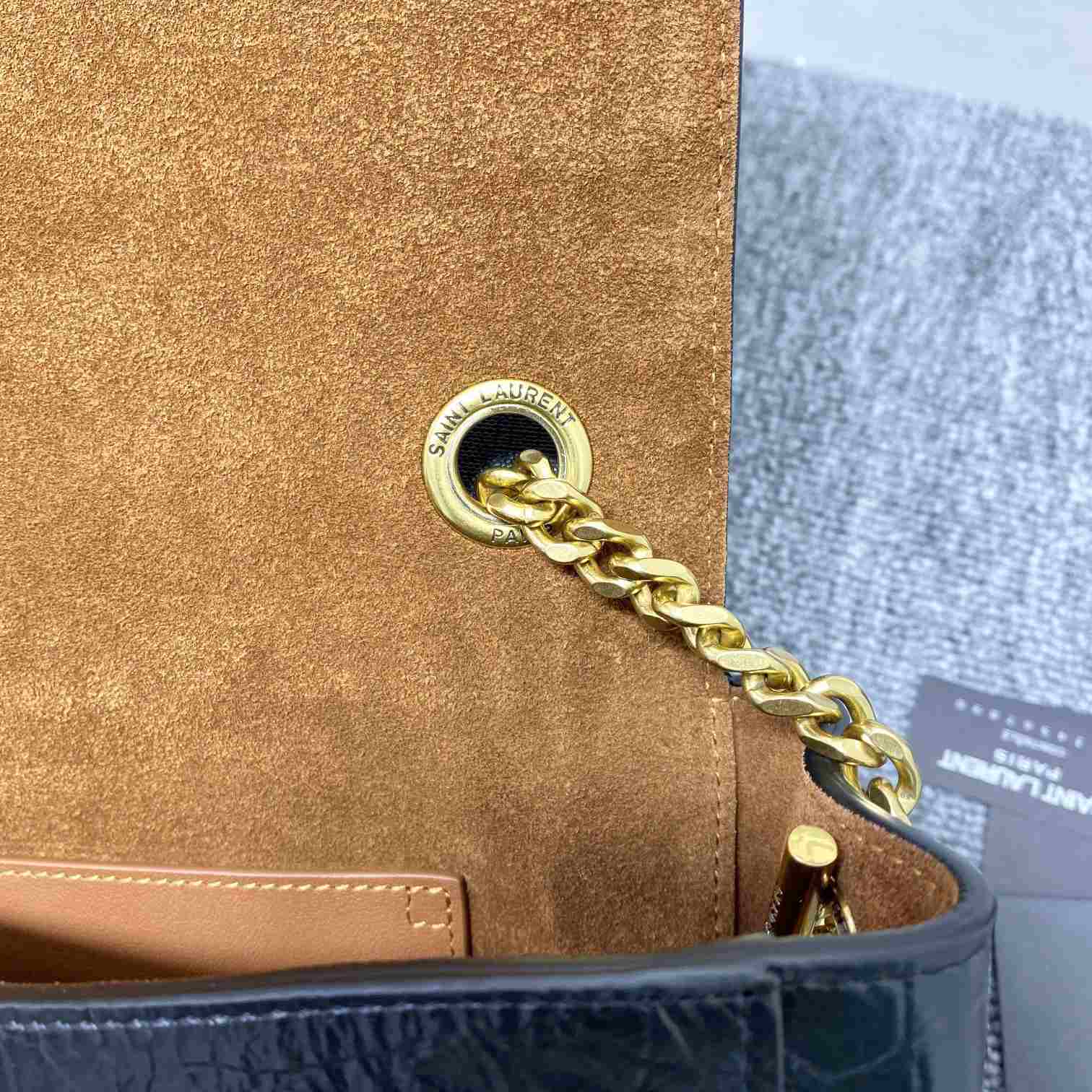 Saint Laurent Reversible Kate Medium In Crocodile-Embossed Leather - DopestKickz