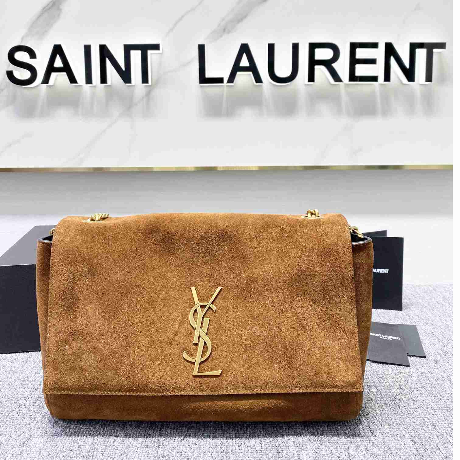 Saint Laurent Reversible Kate Medium In Crocodile-Embossed Leather - DopestKickz