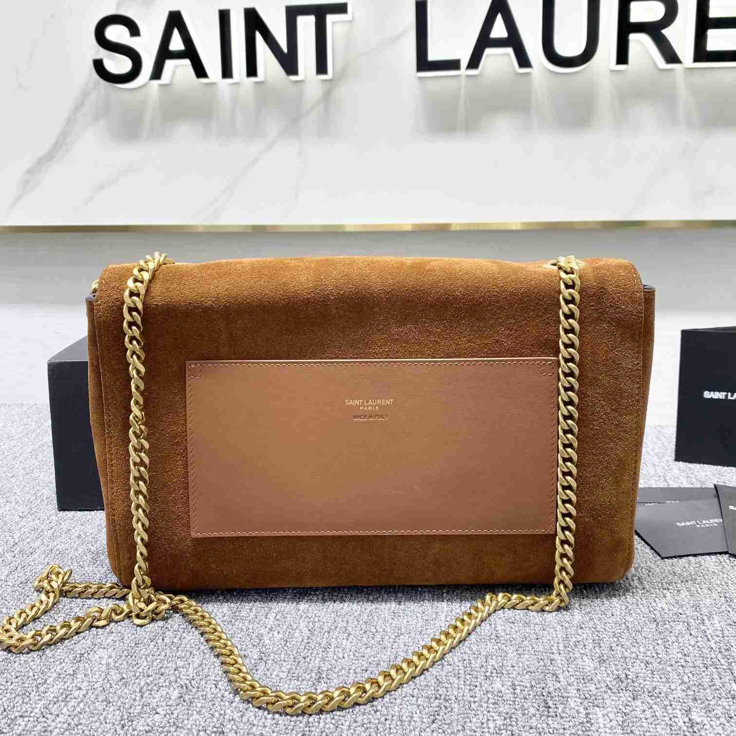 Saint Laurent Reversible Kate Medium In Crocodile-Embossed Leather - DopestKickz