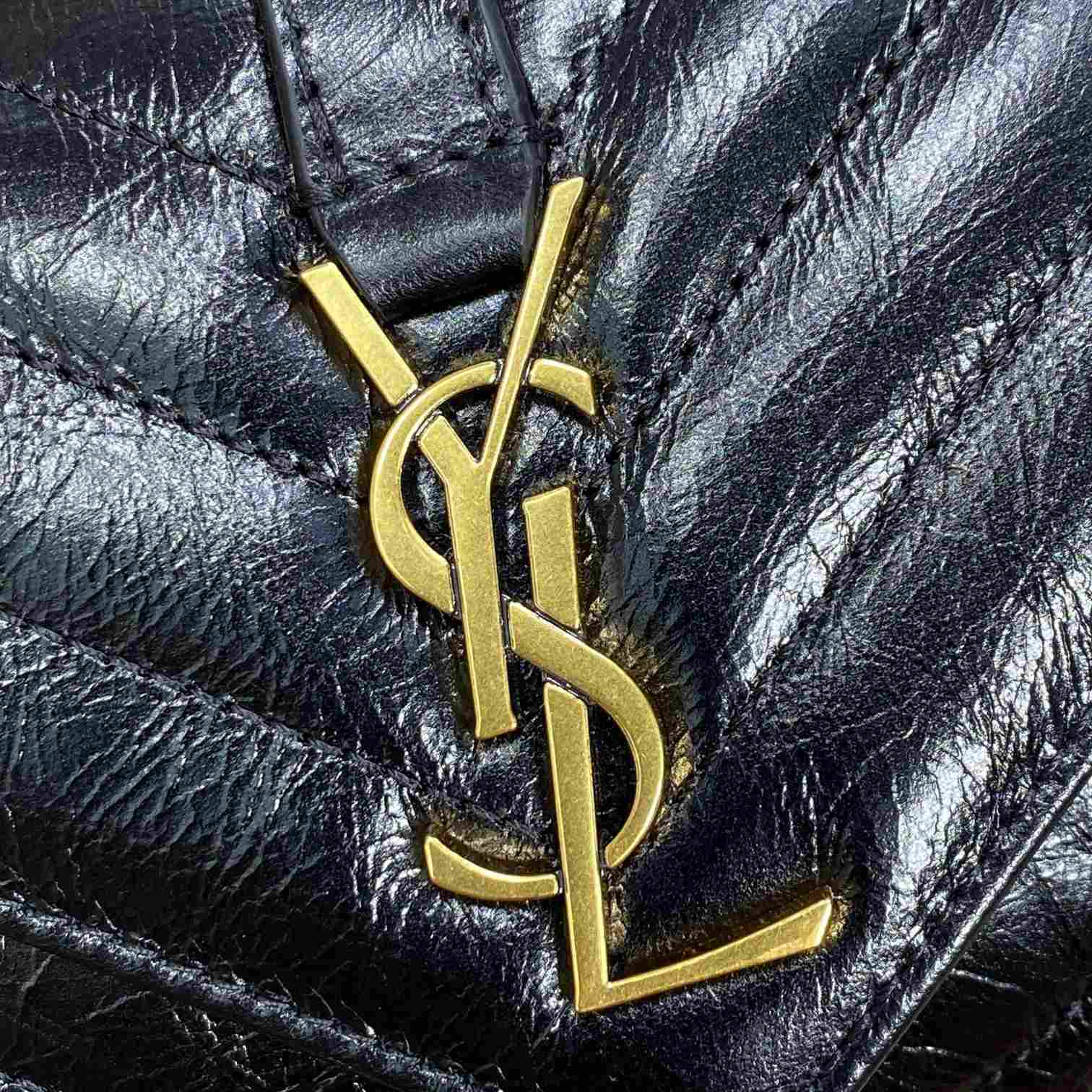 Saint Laurent College Mini Chain Bag In Shiny Crackled Leather - DopestKickz
