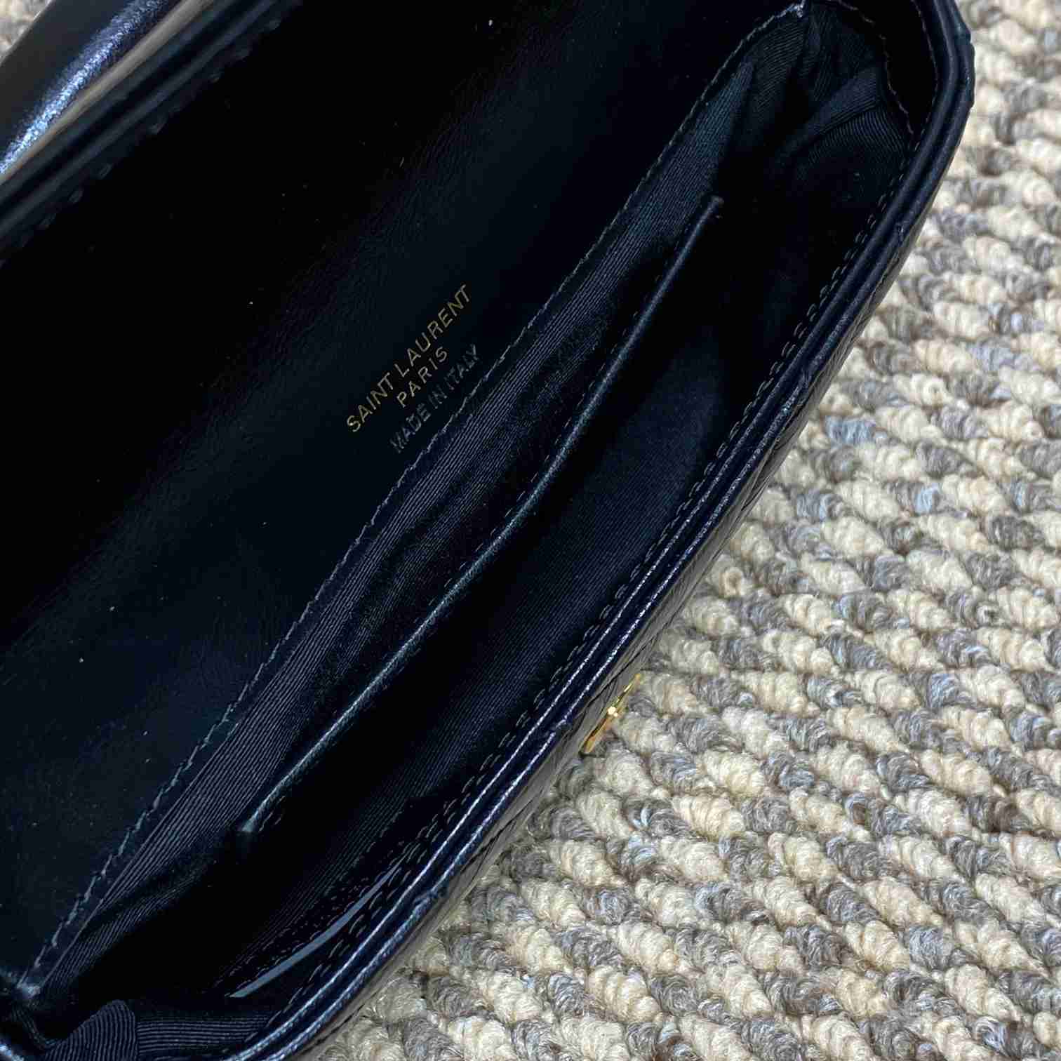 Saint Laurent College Mini Chain Bag In Shiny Crackled Leather - DopestKickz