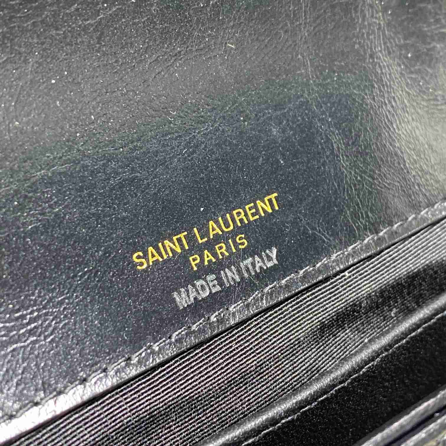 Saint Laurent College Mini Chain Bag In Shiny Crackled Leather - DopestKickz