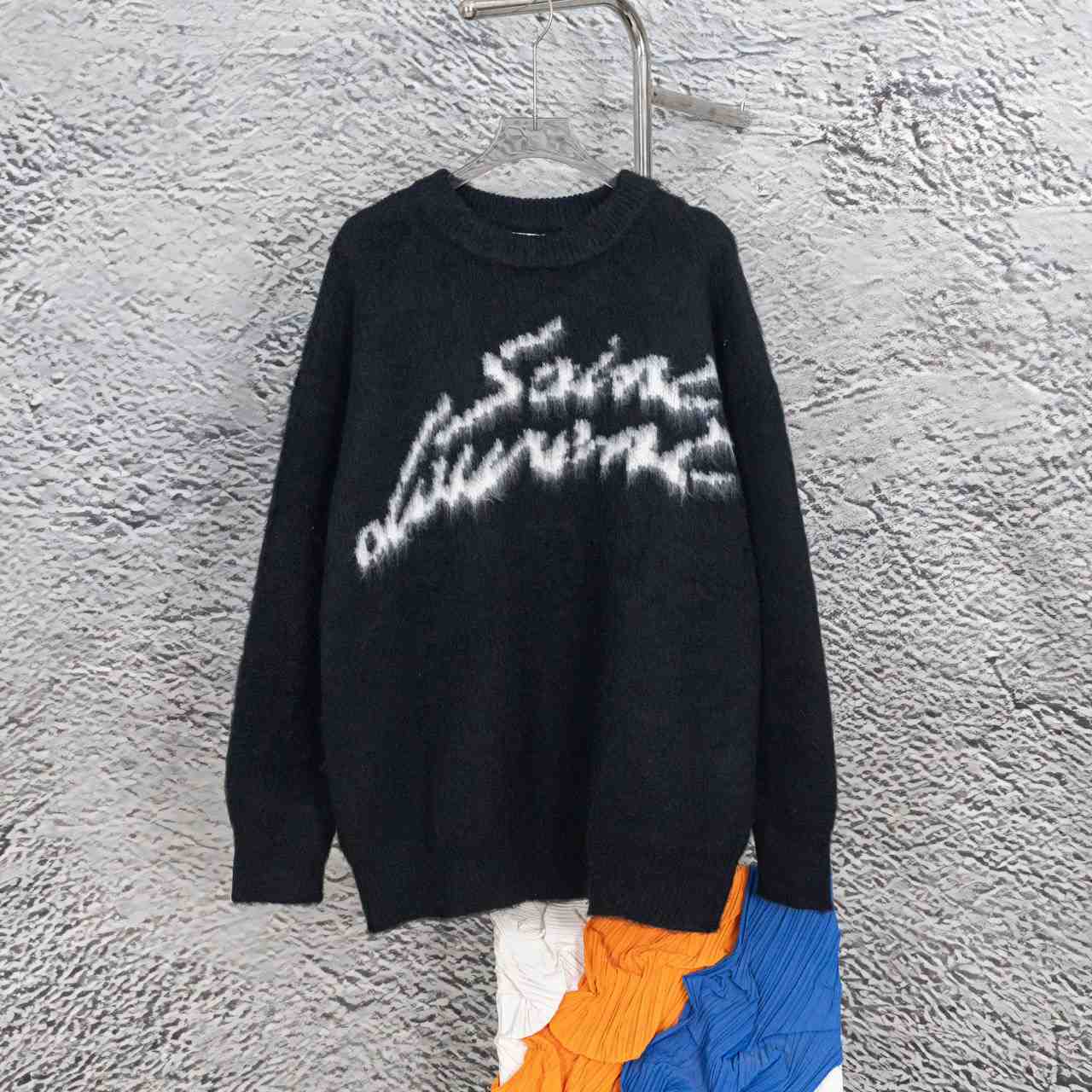 Saint Laurent Logo-Intarsia Mohair-Blend Sweater - DopestKickz