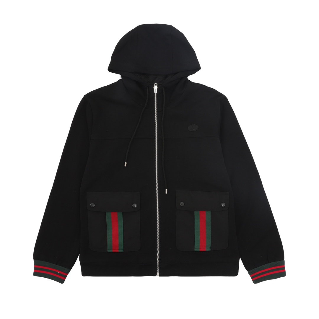 Gucci Cotton Jersey Hooded Jacket With Web - DopestKickz
