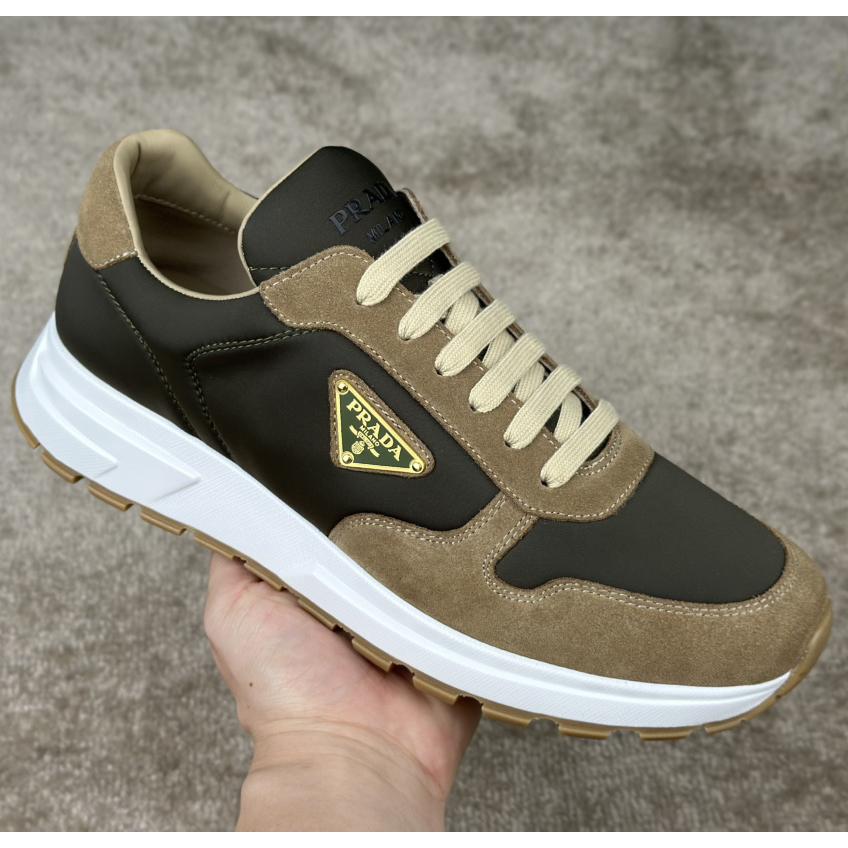Prada Leather And Re-Nylon Sneakers - DopestKickz