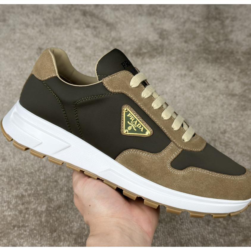 Prada Leather And Re-Nylon Sneakers - DopestKickz