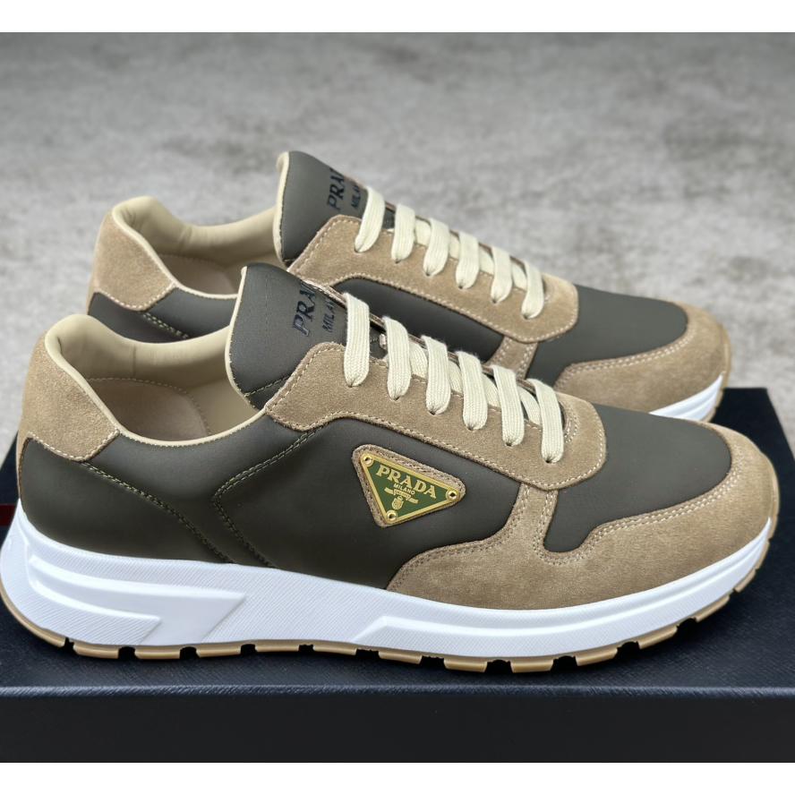 Prada Leather And Re-Nylon Sneakers - DopestKickz