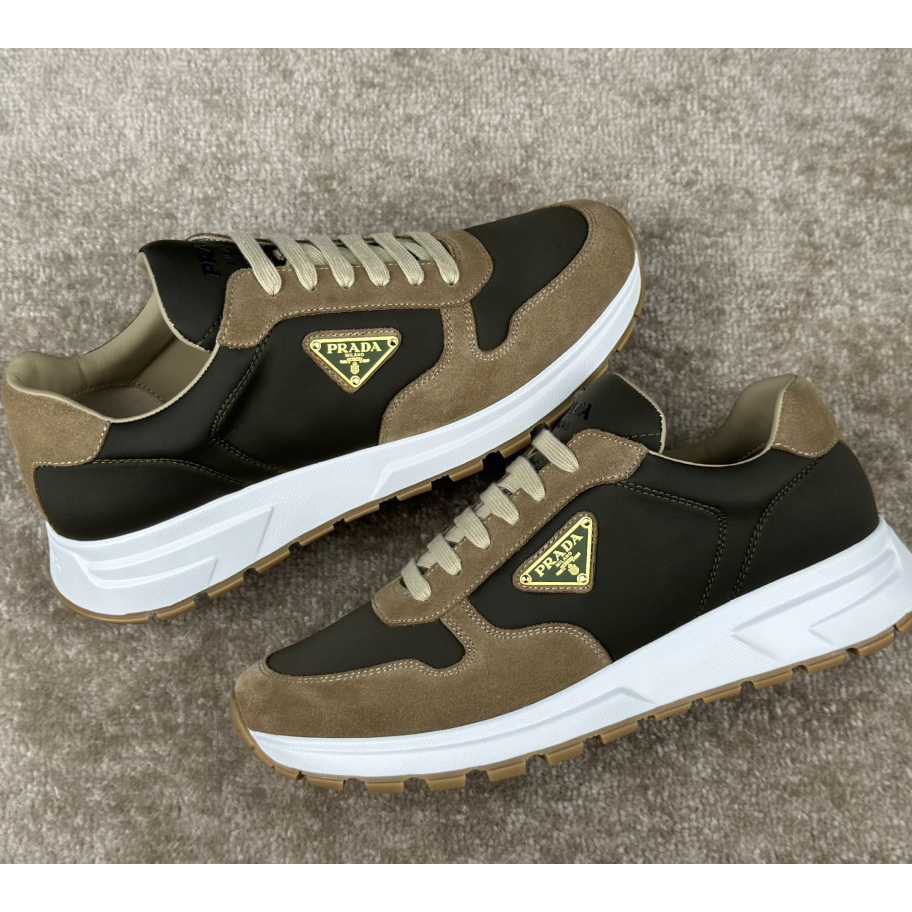 Prada Leather And Re-Nylon Sneakers - DopestKickz