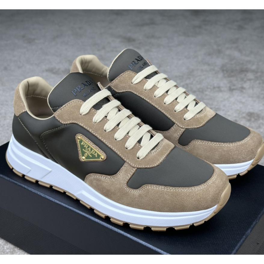 Prada Leather And Re-Nylon Sneakers - DopestKickz