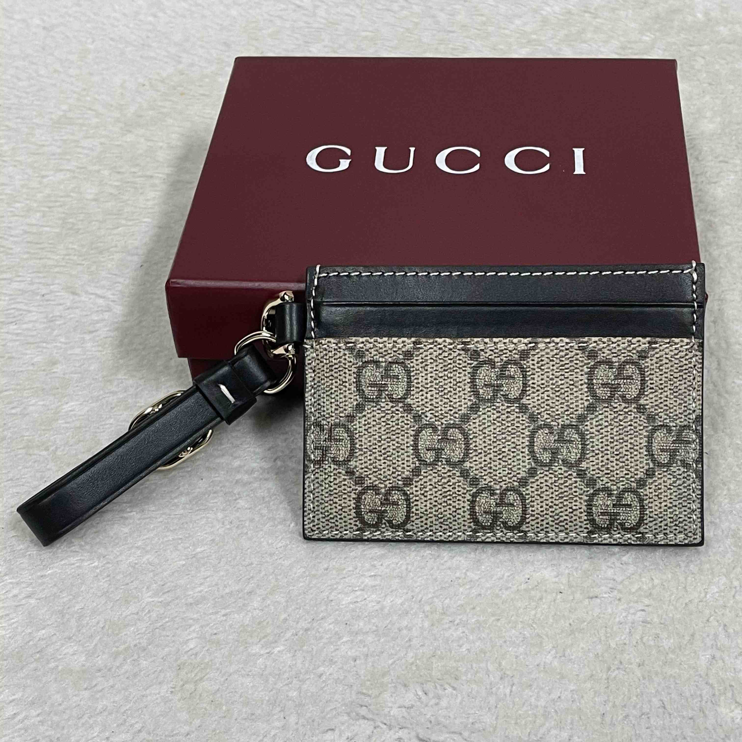 Gucci GG Emblem Card Case With Strap - DopestKickz