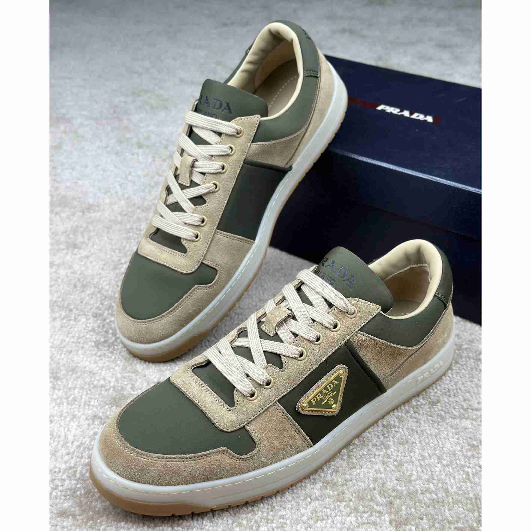 Prada Downtown Suede And Re-Nylon Sneakers - DopestKickz