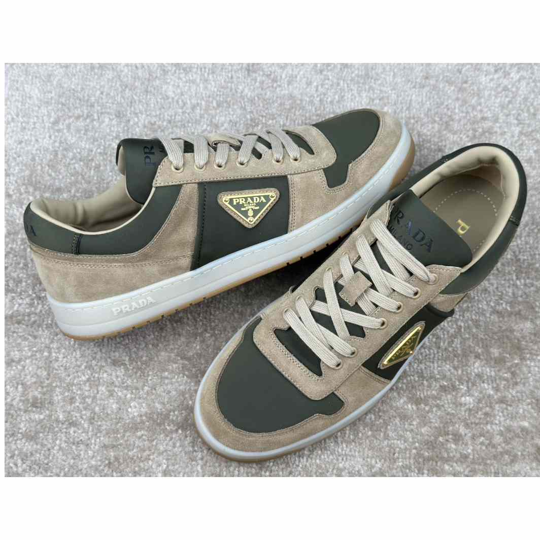 Prada Downtown Suede And Re-Nylon Sneakers - DopestKickz