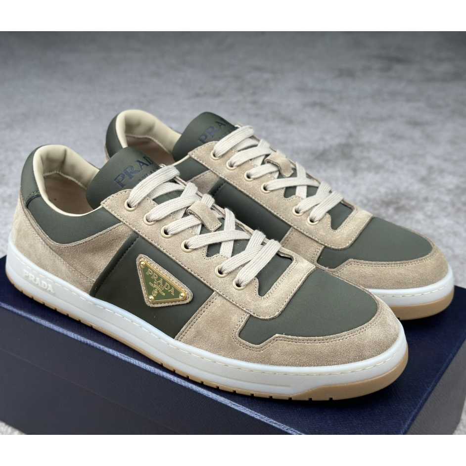 Prada Downtown Suede And Re-Nylon Sneakers - DopestKickz