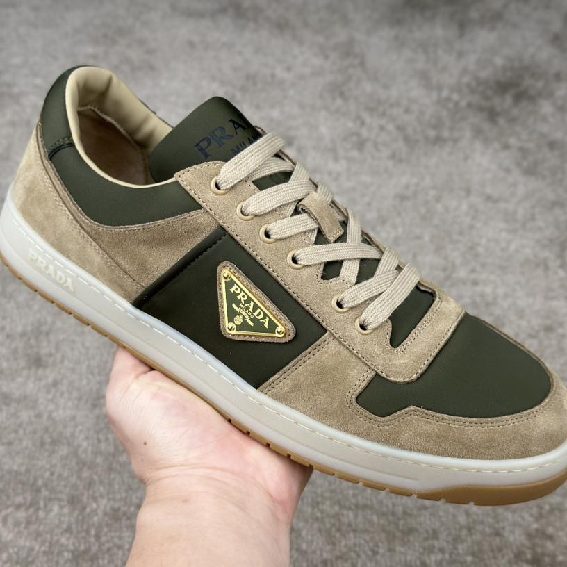 Prada Downtown Suede And Re-Nylon Sneakers - DopestKickz