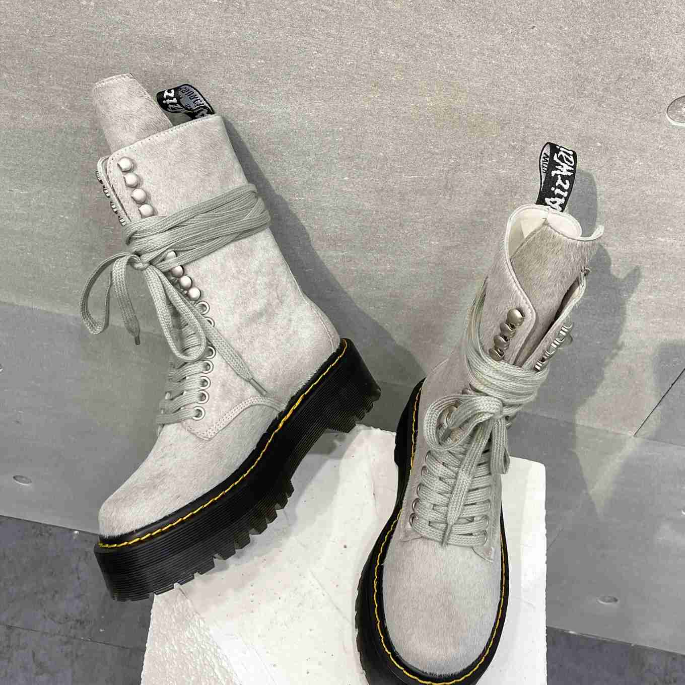 Rick Owens x Dr Martens Calf-hair Quad-sole Boots - DopestKickz
