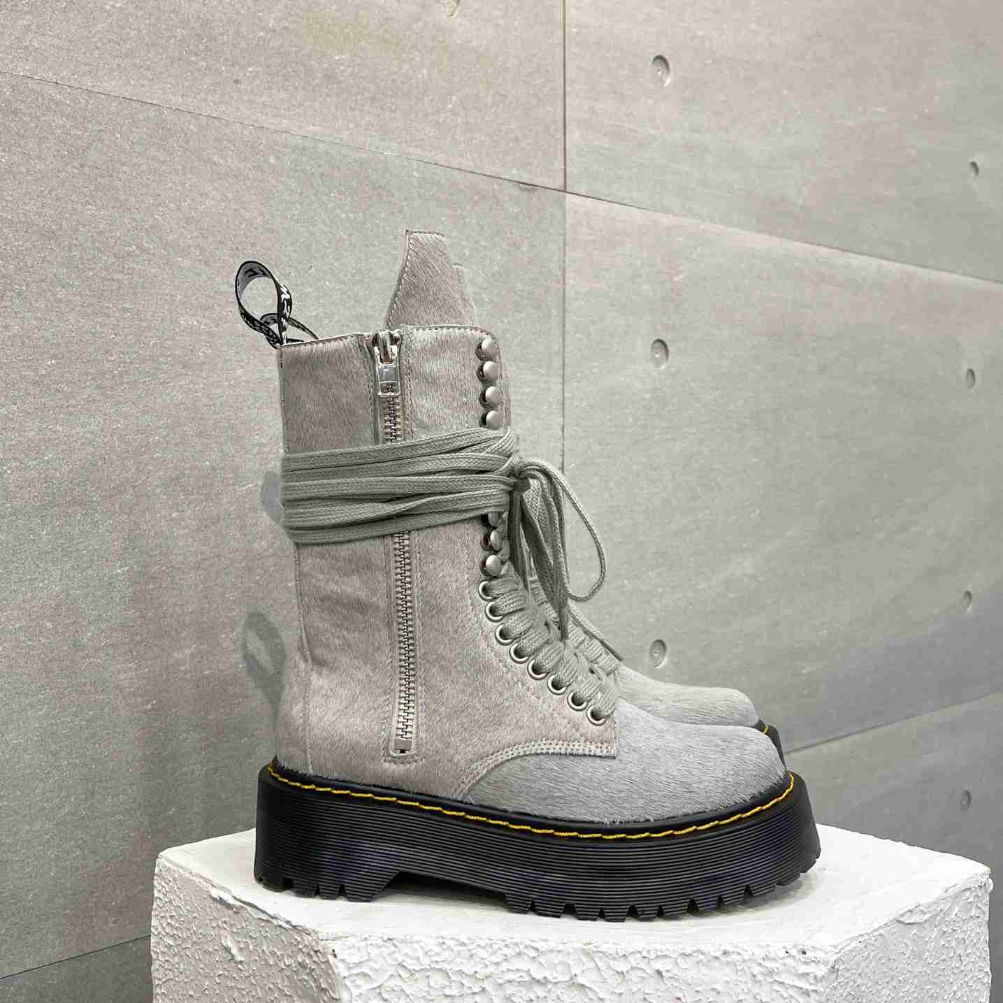 Rick Owens x Dr Martens Calf-hair Quad-sole Boots - DopestKickz