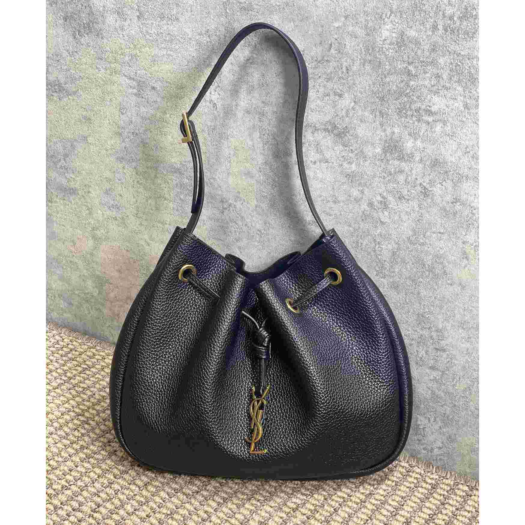 Saint Laurent Paris Vii Small Hobo In Grained Leather - DopestKickz