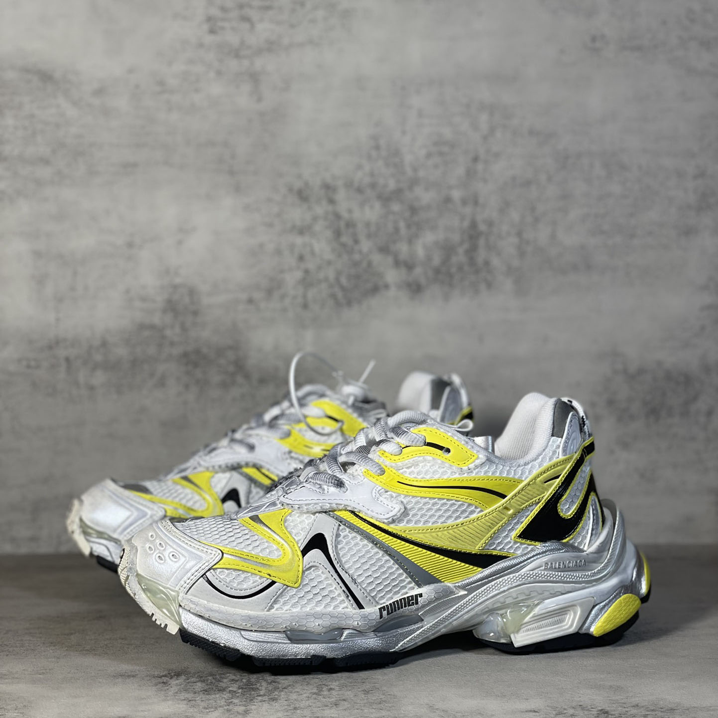 Balenciaga Runner 2.0 Sneaker In White, Yellow And Black Mesh And Polyurethane - DopestKickz