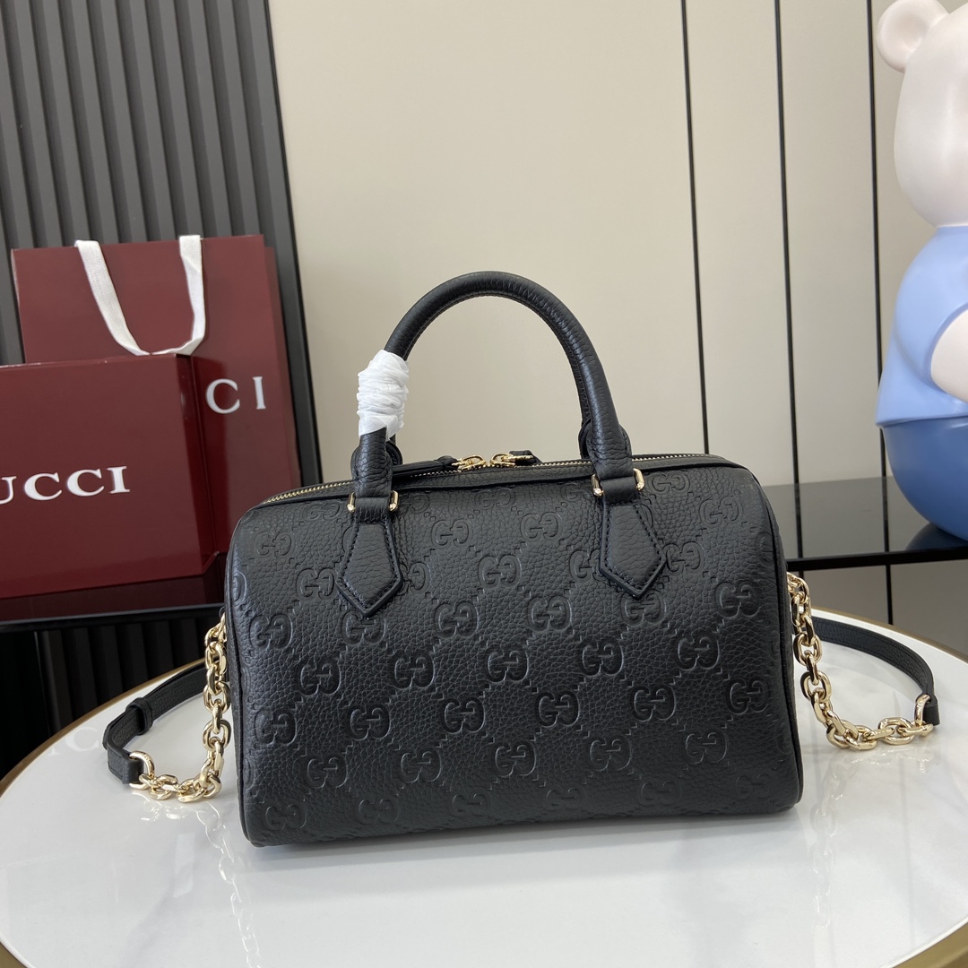 Gucci GG Emblem Small Top Handle Bag - DopestKickz