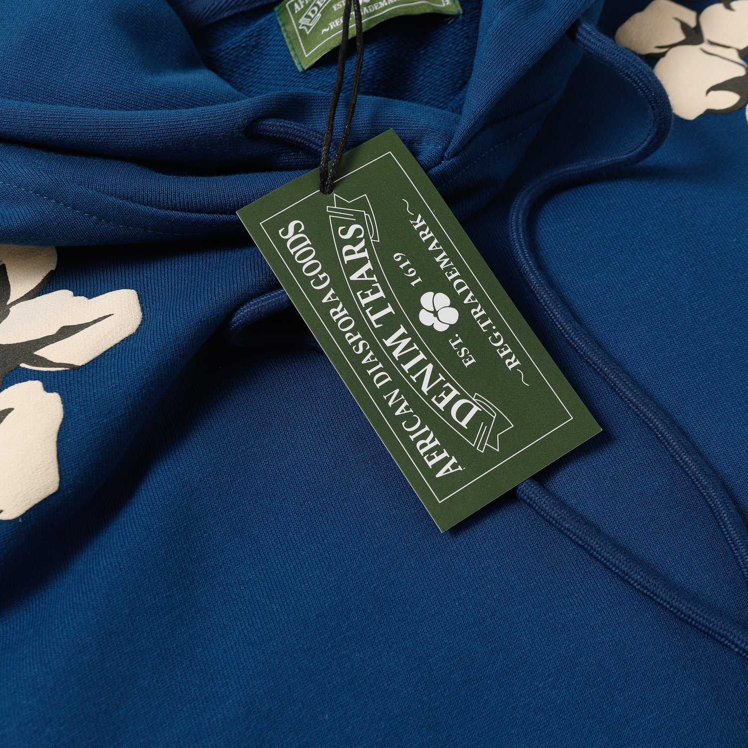 Denim Tears Cactus Tears Wreath Hoodie Blue - DopestKickz