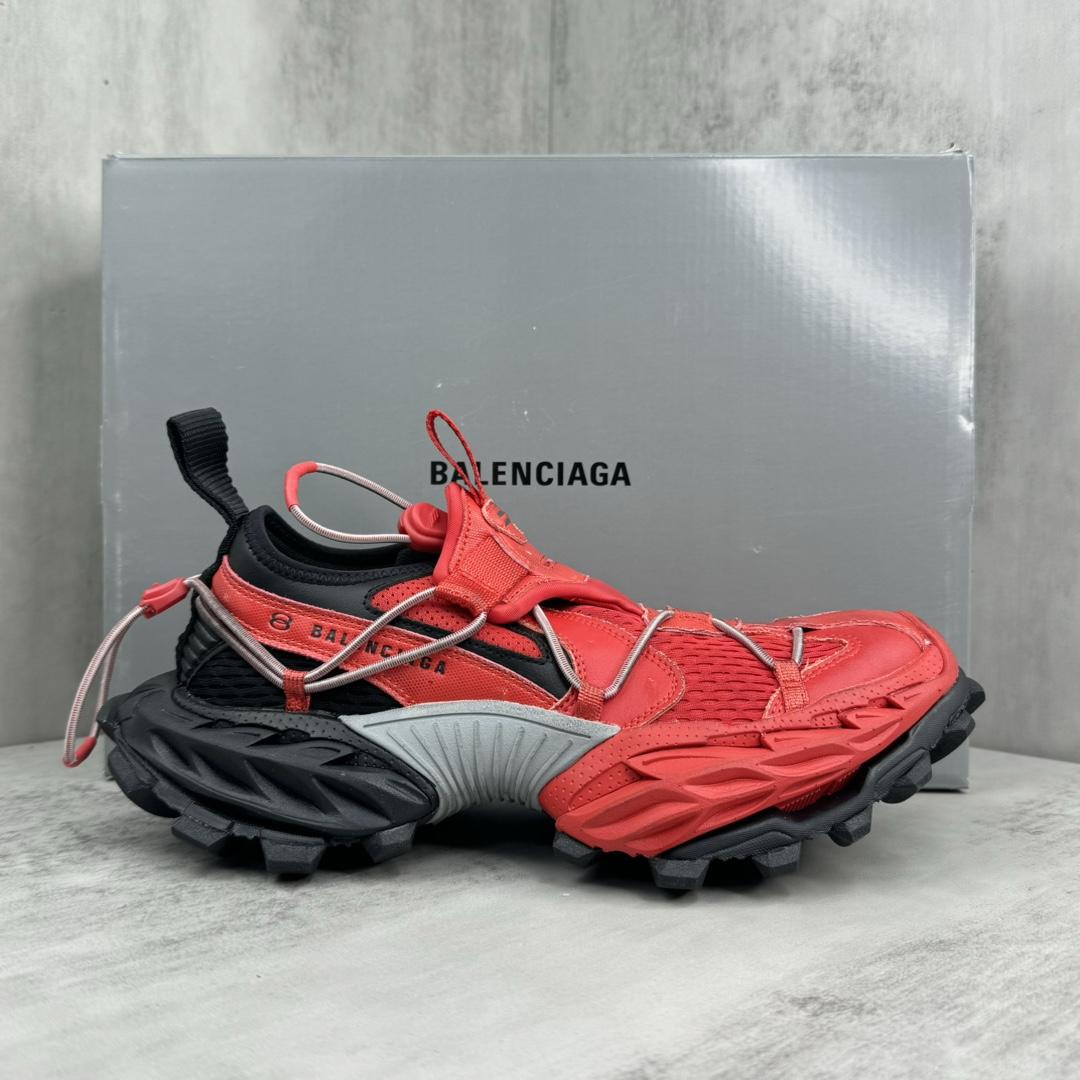 Balenciaga Hike Sneaker In Red And Black  - DopestKickz