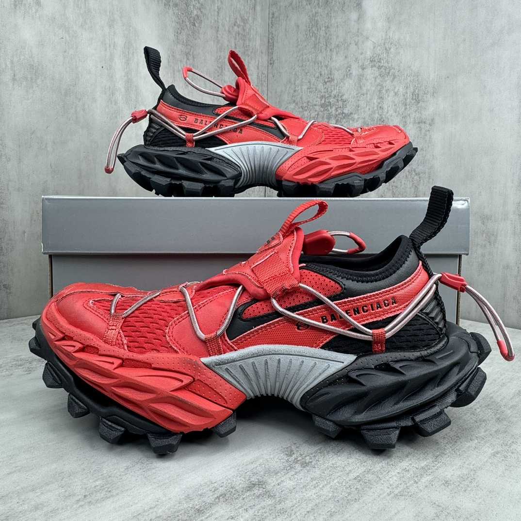Balenciaga Hike Sneaker In Red And Black  - DopestKickz