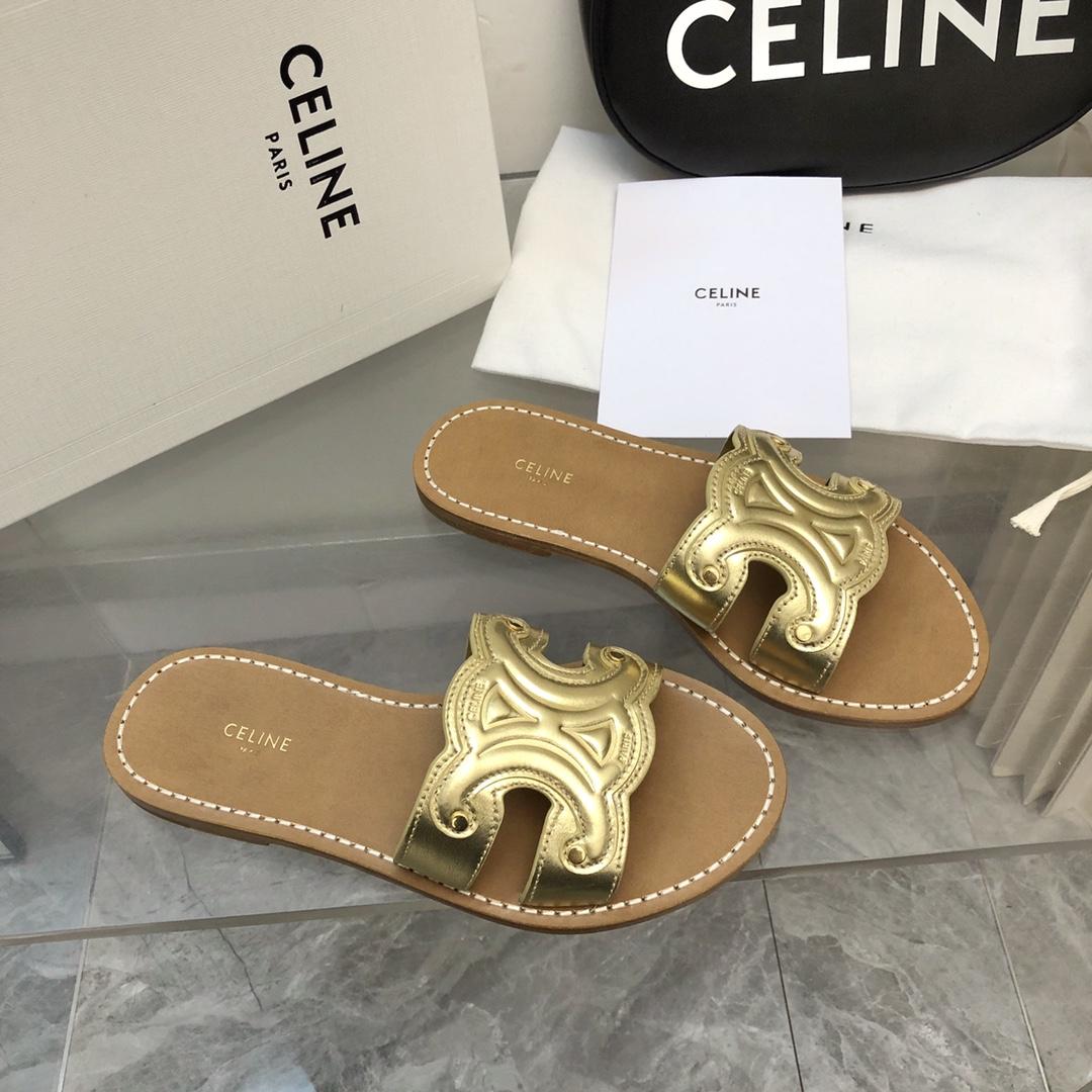 Celine Triomphe Mule In Metalized Calfskin - DopestKickz