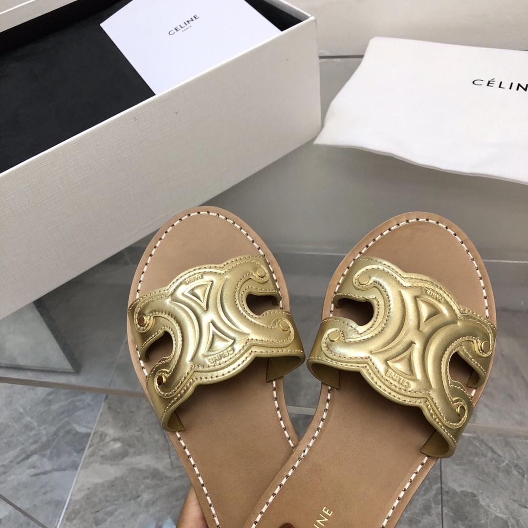 Celine Triomphe Mule In Metalized Calfskin - DopestKickz