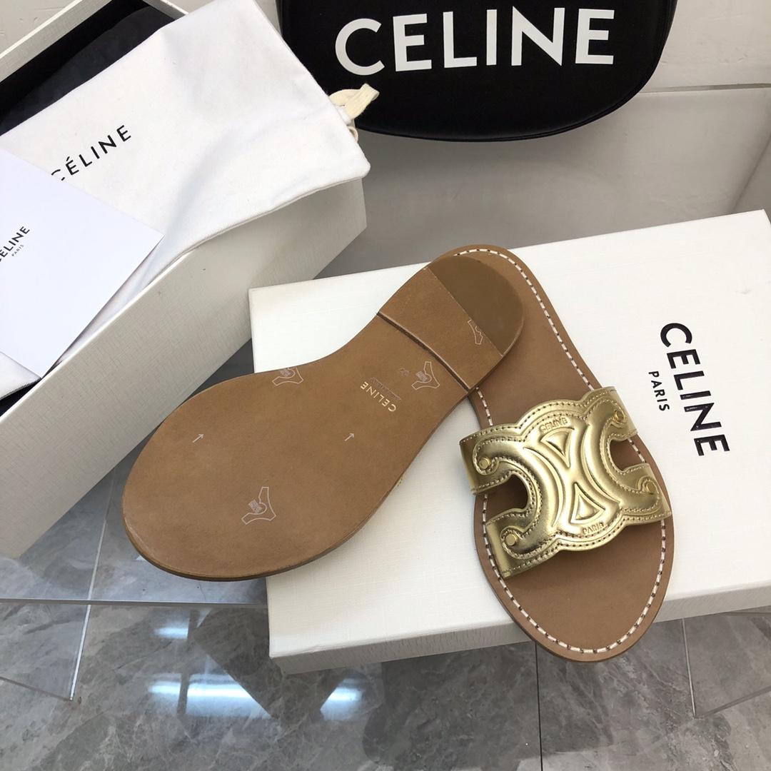 Celine Triomphe Mule In Metalized Calfskin - DopestKickz