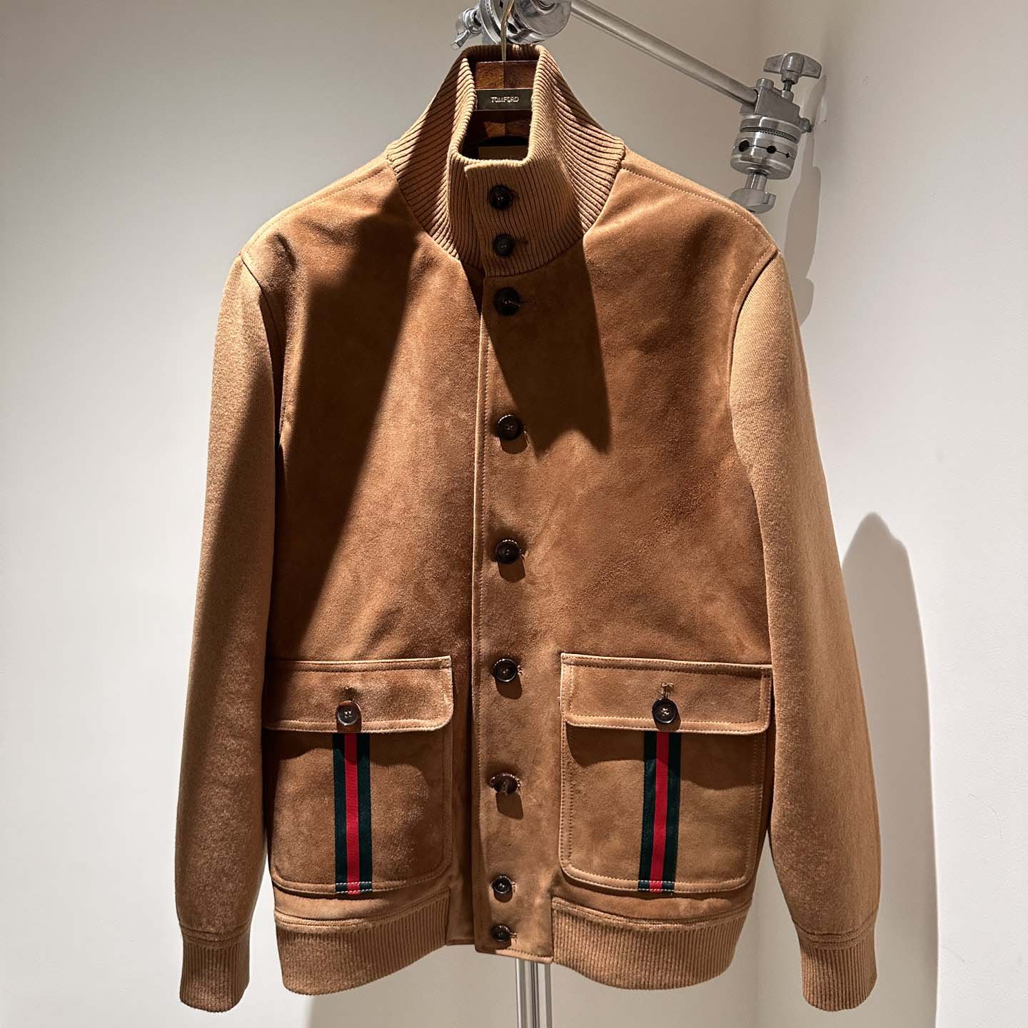 Gucci Suede Bomber Jacket With Web - DopestKickz