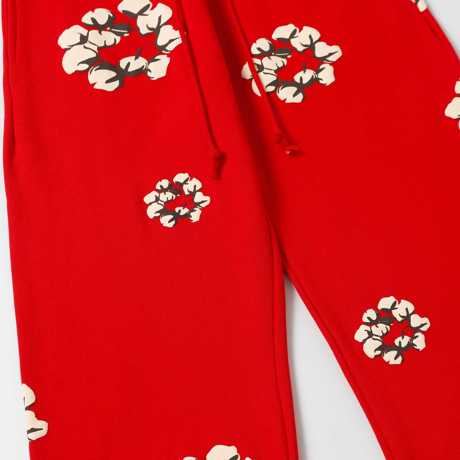Denim Tears Cactus Tears Wreath Sweatpants Red - DopestKickz