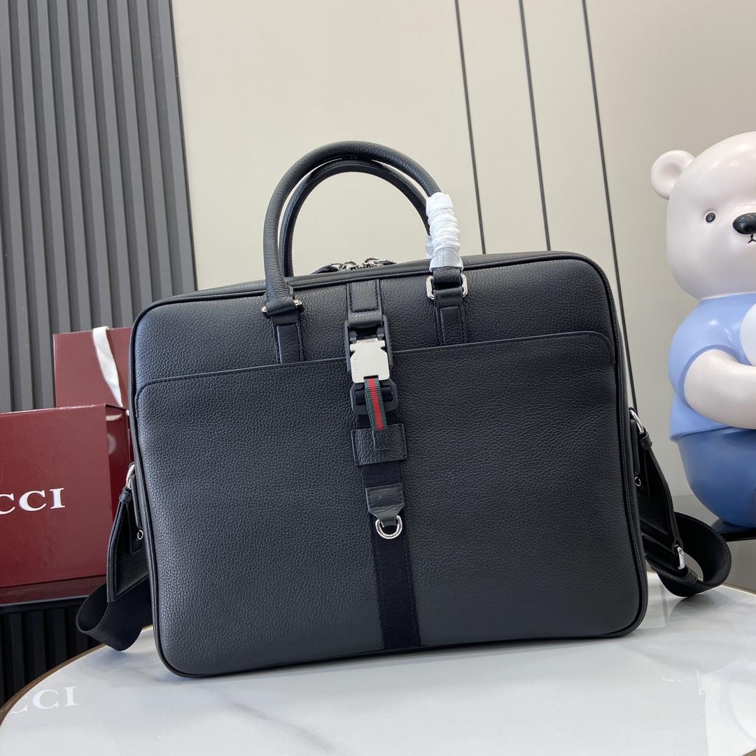 Gucci Medium Briefcase With Web - DopestKickz