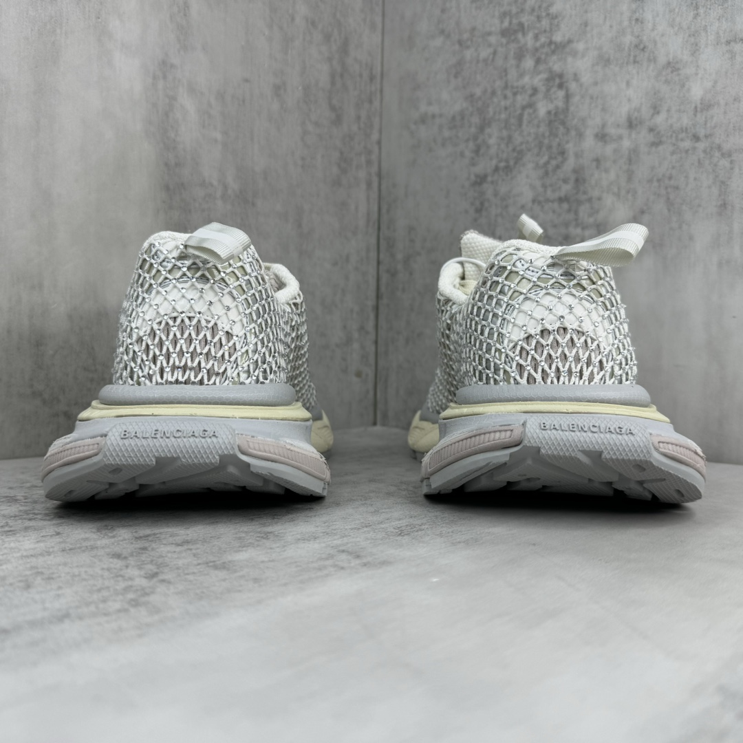 Balenciaga 3XL Fishnet Sneaker In Eggshell And Crystal Mesh - DopestKickz