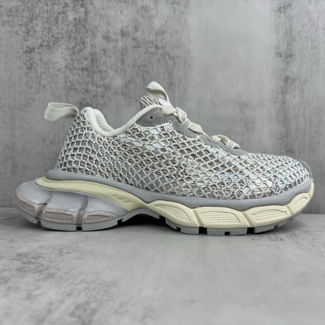 Balenciaga 3XL Fishnet Sneaker In Eggshell And Crystal Mesh - DopestKickz