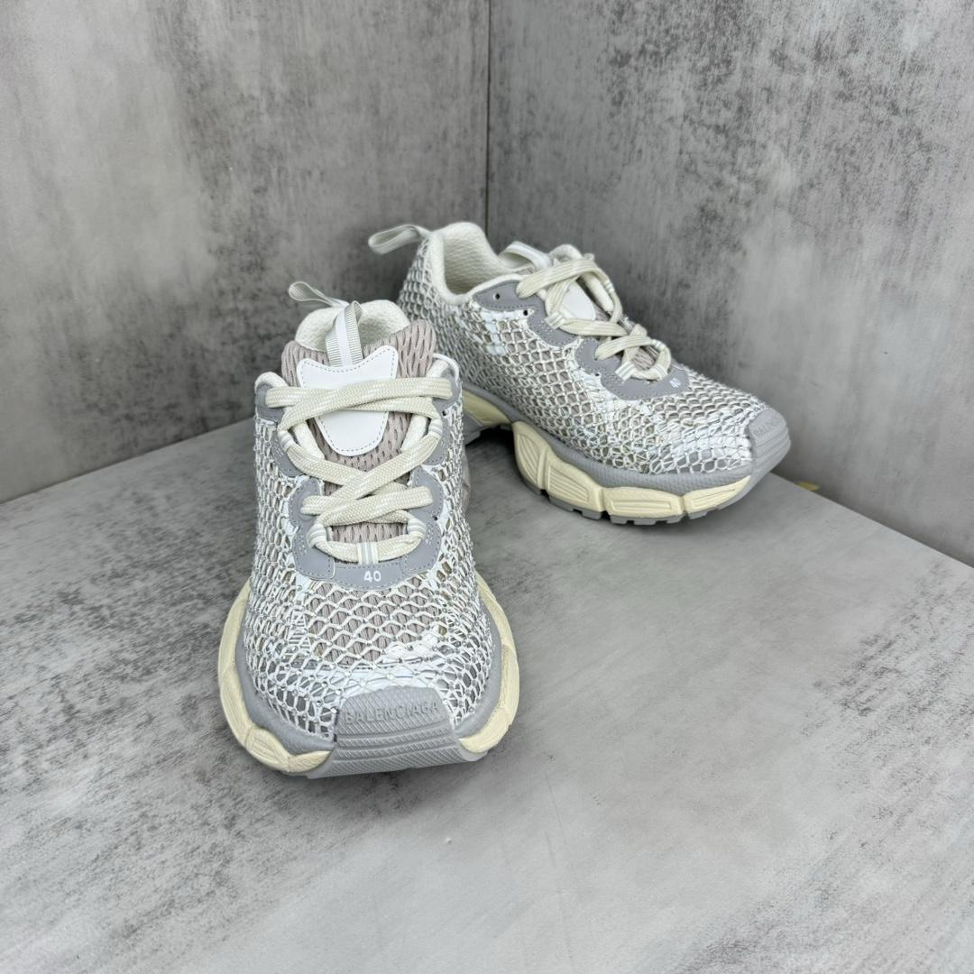 Balenciaga 3XL Fishnet Sneaker In Eggshell And Crystal Mesh - DopestKickz